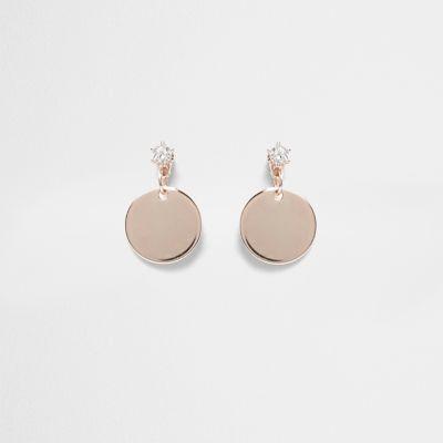 River Island Womens Rose Gold Tone Disc Stud Earrings