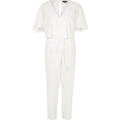 River Island Womens White Cape Tapered Leg Jumpsuit