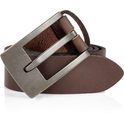 River Island Mens Leather Brass Buckle Belt
