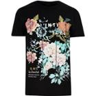 River Island Mensblack Oriental Floral Print T-shirt