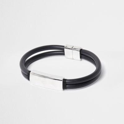 River Island Mens Rubber And Silver Tone Magnet Bracelet