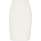 River Island Womens White Knit Floral Appliqu Bodycon Skirt