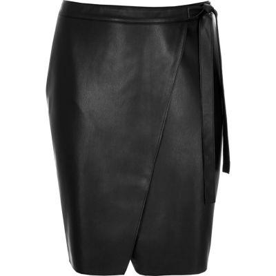 River Island Womens Plus Leather Look Wrap Skirt