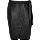 River Island Womens Plus Leather Look Wrap Skirt