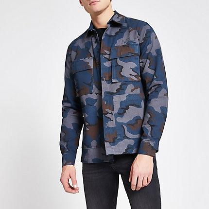River Island Mens Camo Regular Fit Overshirt