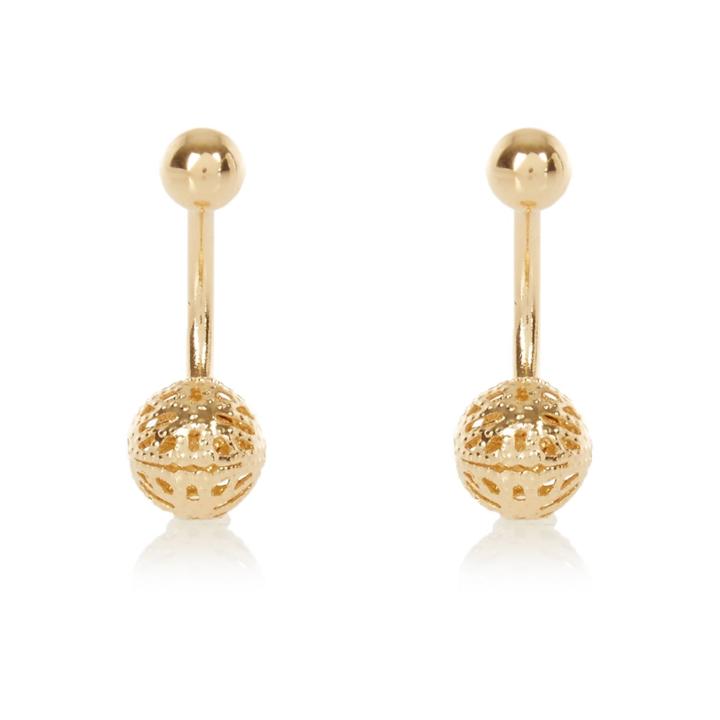 River Island Womens Gold Tone Front And Back Ball Earrings