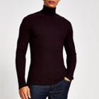 River Island Mens Roll Neck Muscle Fit Ribbed Jumper
