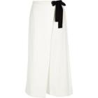 River Island Womens White Eyelet Tie Side Wrap Culottes
