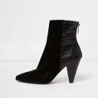 River Island Womens Zip Back Cone Heel Leather Ankle Boots