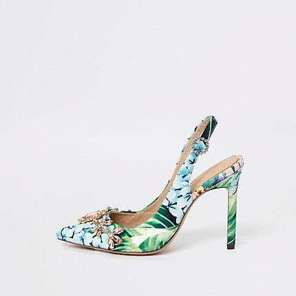 River Island Womens Floral Slingback Court Shoes