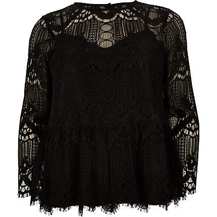 River Island Womens Plus Long Sleeve Lace Top