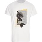 River Island Mens White Mono Rose Print Short Sleeve T-shirt