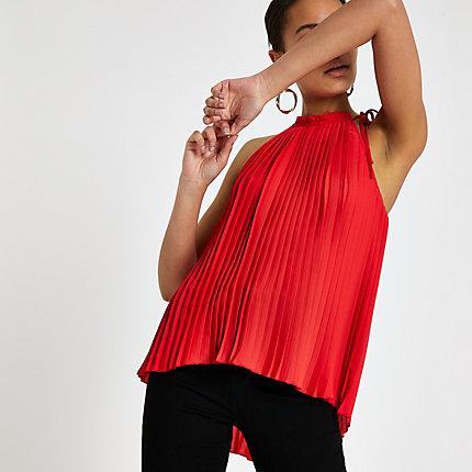 River Island Womens Plisse Halter Neck Top