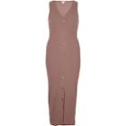 River Island Womens Ribbed Button Front Bodycon Maxi Dress