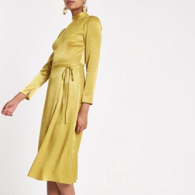 River Island Womens Tie Waist Long Sleeve Midi Dress
