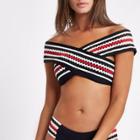 River Island Womens Stripe Bandage Bikini Top