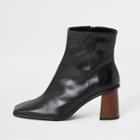 River Island Womens Leather Platform Wood Heel Boots