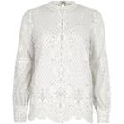 River Island Womens White Lace High Neck Beaded Top