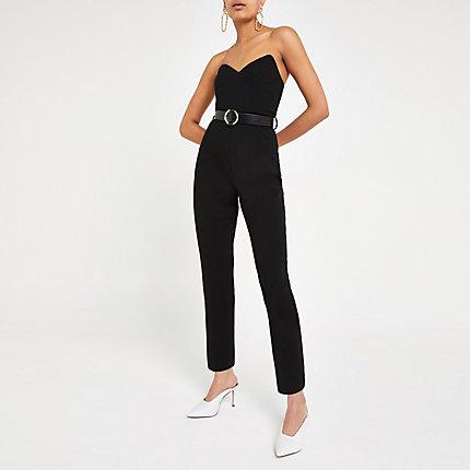 River Island Womens Belted Bandeau Jumpsuit