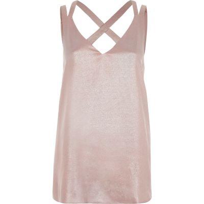 River Island Womens Metallic Double Strap Cross Back Tank
