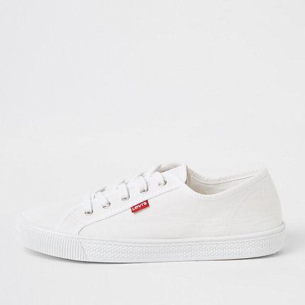 Mens Levi's White Lace-up Canvas Sneakers