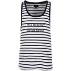 River Island Mens And Navy Stripe Slim Fit Velour Tank