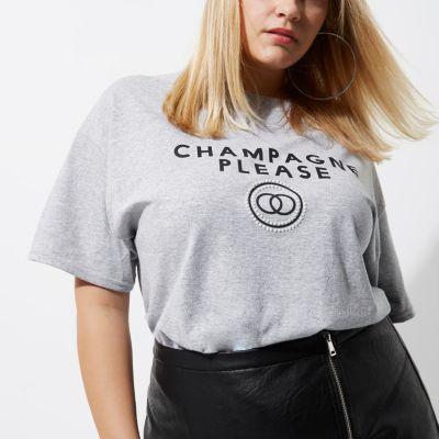 River Island Womens Plus 'champagne Please' Print T-shirt