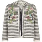 River Island Womens Fringed Stripe Embroidered Jacket