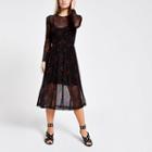 River Island Womens Floral Mesh Pleated Dress