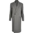 River Island Mensgrey Wool-blend Smart Overcoat