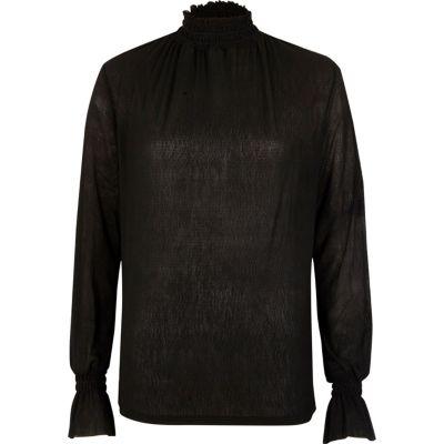 River Island Womens Shirred Neck Textured Mesh Top
