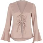 River Island Womens V Neck Tie Front Top