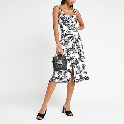 River Island Womens Print Button Front Midi Dress