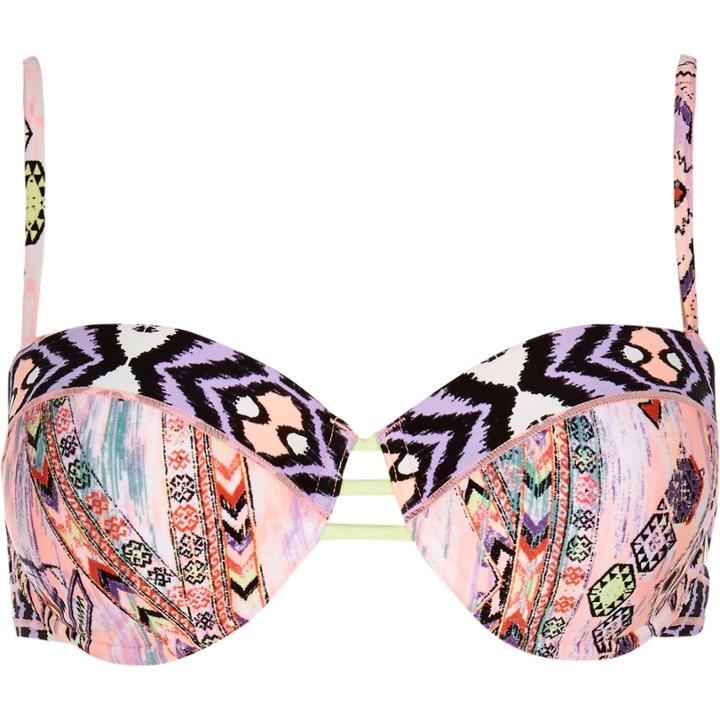River Island Womens Aztec Print Plunge Bikini Top