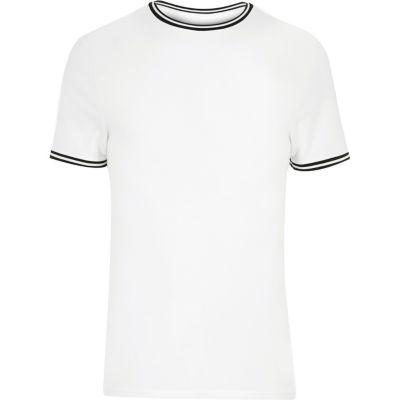 River Island Mens White Sporty Muscle Fit T-shirt