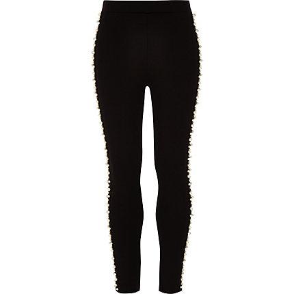 River Island Girls Ponte Pearl Embellished Leggings