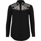 River Island Womens Petite Swallow Embroidered Mesh Shirt