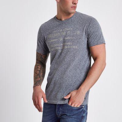 River Island Mens Jack And Jones Marl 'premium Blue' T-shirt