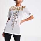 River Island Womens White 'be Unique' Mesh T-shirt