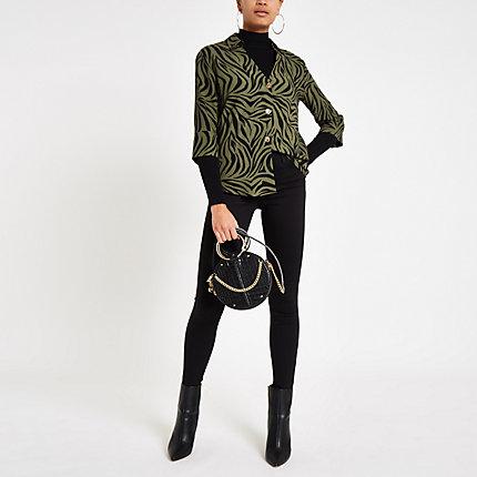 River Island Womens Tiger Print Bar Back Blouse