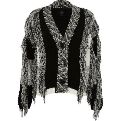 River Island Womens Mono Block Fringe Cardigan