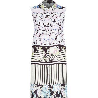 River Island Womens Floral Print Sleeveless Shirt