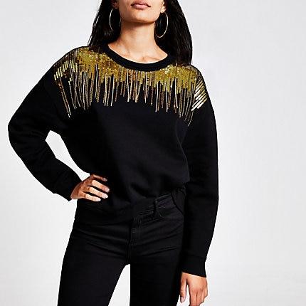 River Island Womens Embellished Neck Sweatshirt