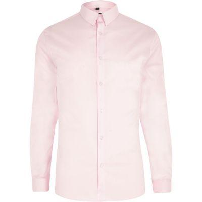 River Island Mens Poplin Long Sleeve Muscle Fit Shirt