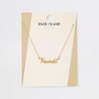 River Island Womens Gold Plated 'feminist' Necklace