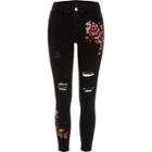 River Island Womens Ripped Floral Super Skinny Amelie Jeans