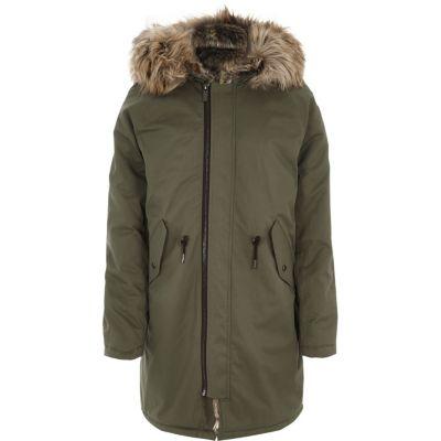 River Island Mens Big And Tall Faux Fur Trim Parka