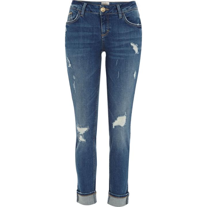 River Island Womens Mid Wash Distressed Daisy Slim Jeans
