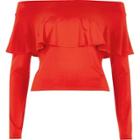 River Island Womens Deep Frill Bardot Crop Top