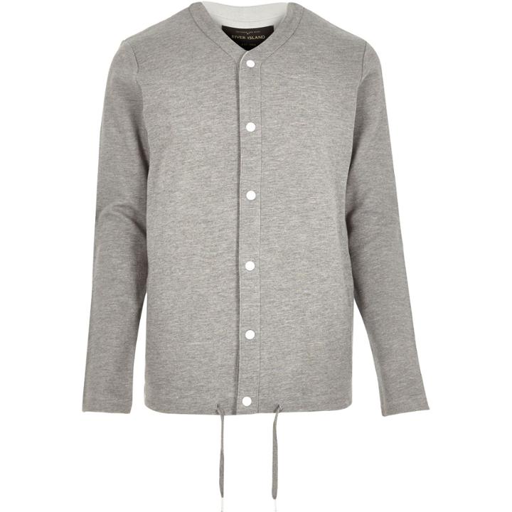 River Island Mensgrey Jersey Baseball Bomber Jacket